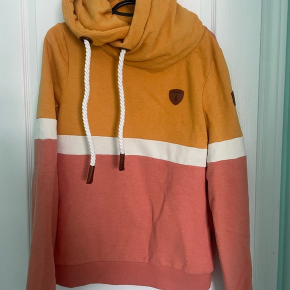 Wanakome Tops - Wanakome Mustard and Coral Hoodie